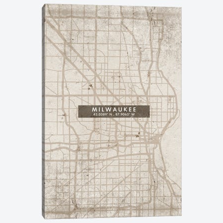 Milwaukee City Map Abstract Style Canvas Print #WDA1965} by WallDecorAddict Canvas Art