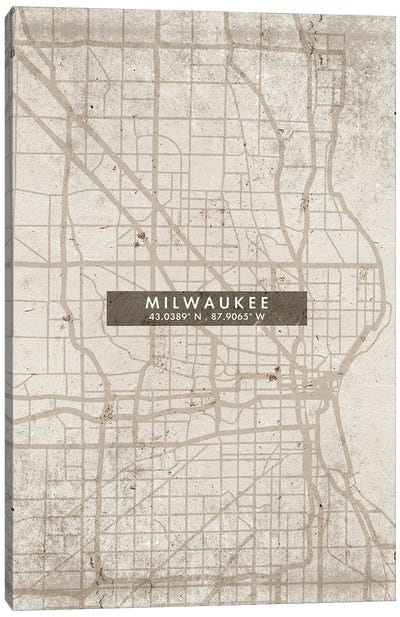 Milwaukee City Map Abstract Style Canvas Art Print - Wisconsin Art