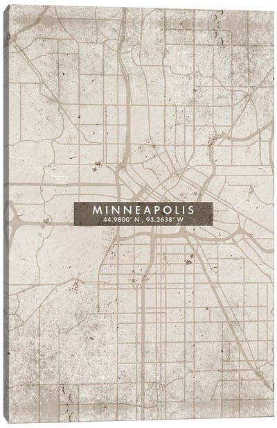 Minneapolis City Map Abstract Style Canvas Art Print - Minnesota Art