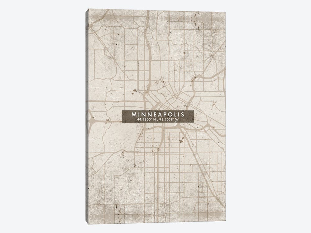 Minneapolis City Map Abstract Style by WallDecorAddict 1-piece Canvas Artwork
