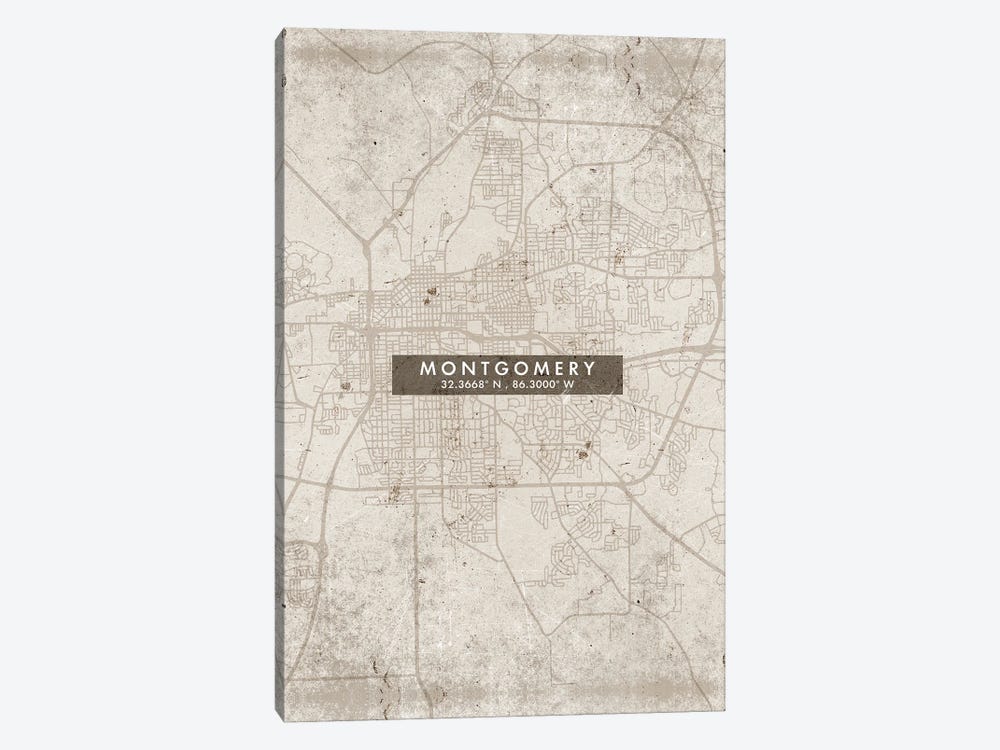 Montgomery  City Map Abstract Style by WallDecorAddict 1-piece Canvas Print