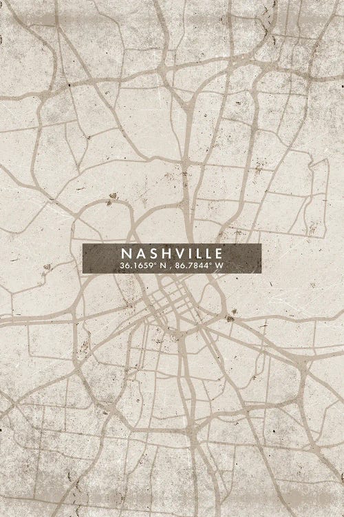 Nashville City Map Abstract Style