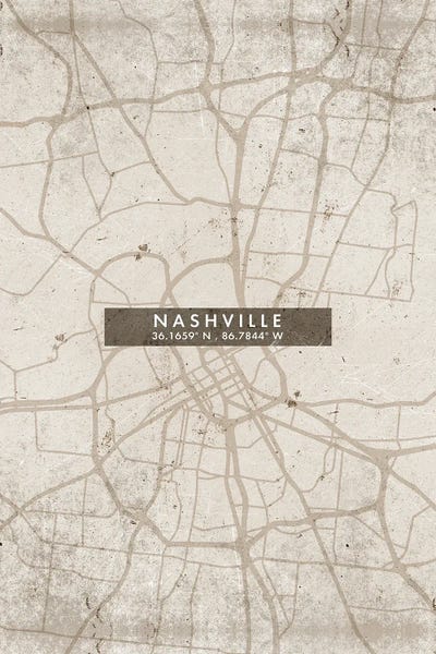 Tennessee: Nashville City Map Abstract Style by WallDecorAddict