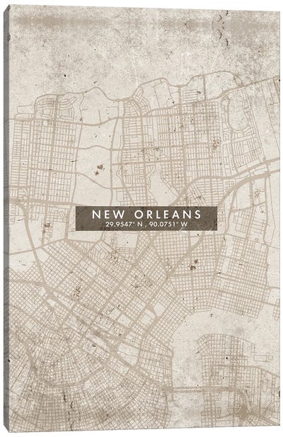 New Orleans City Map Abstract Style Canvas Art Print - Louisiana Art
