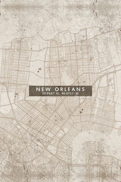 Louisiana: New Orleans City Map Abstract Style by WallDecorAddict