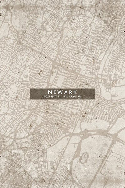 Newark City Map Abstract Style by WallDecorAddict art print