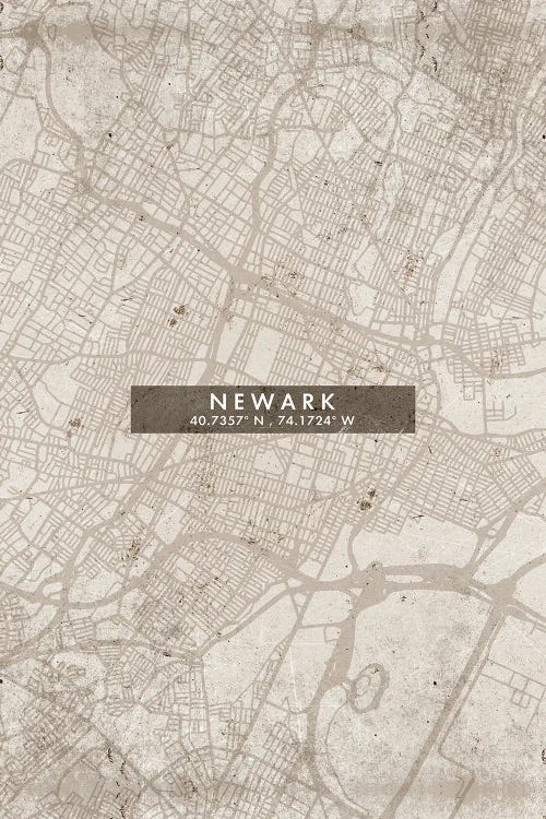 Newark City Map Abstract Style
