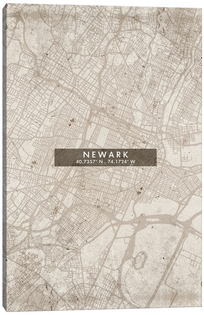 Newark City Map Abstract Style Canvas Art Print