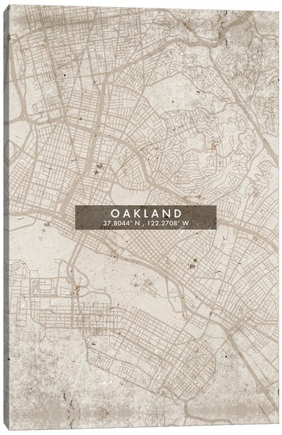 Oakland City Map Abstract Style Canvas Art Print - Oakland Art