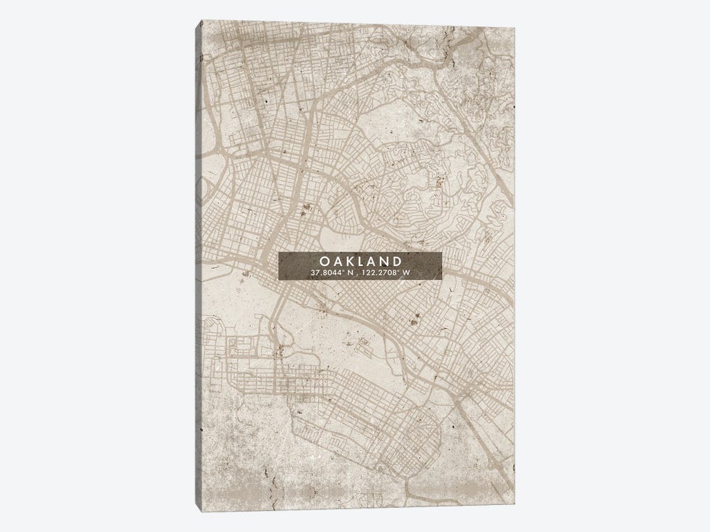 Oakland City Map Abstract Style by WallDecorAddict 1-piece Canvas Print