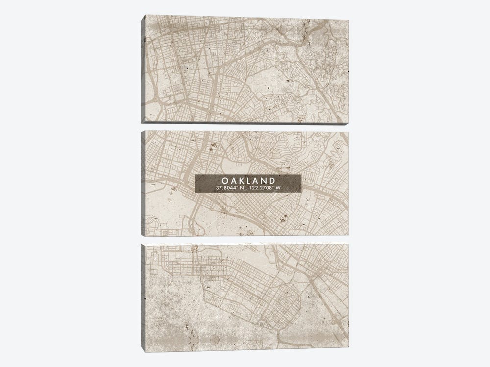 Oakland City Map Abstract Style by WallDecorAddict 3-piece Art Print