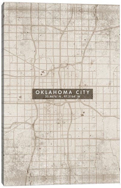 Oklahoma City Map Abstract Style Canvas Art Print - Oklahoma Art