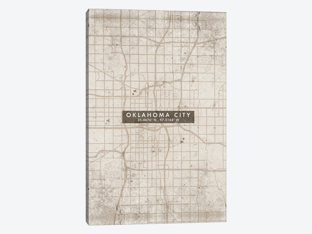 Oklahoma City Map Abstract Style by WallDecorAddict 1-piece Canvas Artwork