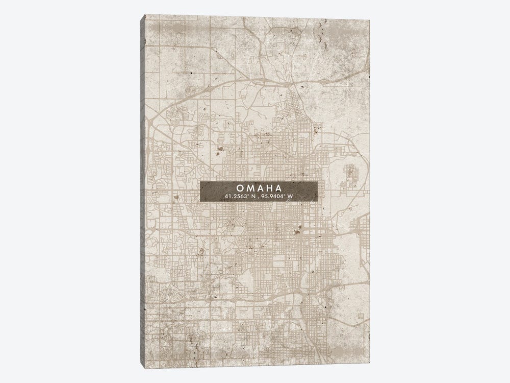 Omaha City Map Abstract Style by WallDecorAddict 1-piece Canvas Print