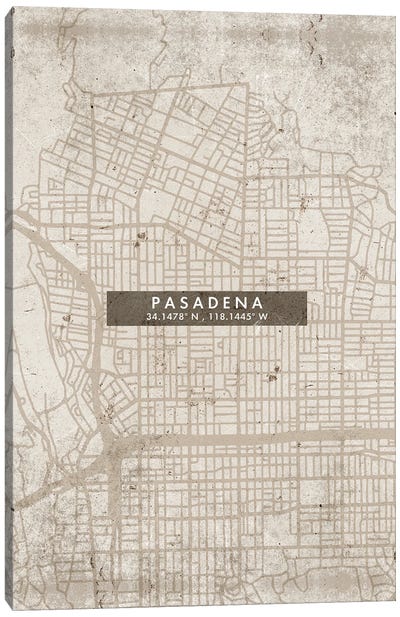 Pasadena  City Map Abstract Style California Canvas Art Print
