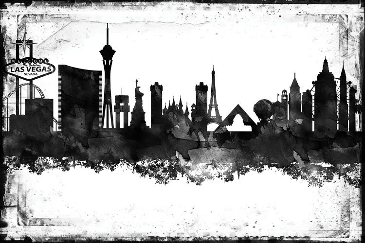 Las Vegas Black And White Framed Skylines