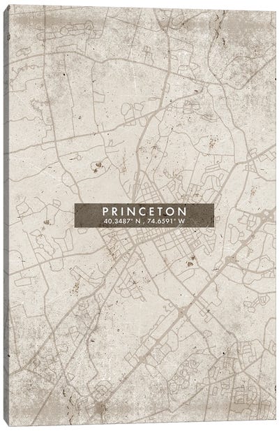 Princeton, New Jersey City Map Abstract Style Canvas Art Print - New Jersey Art