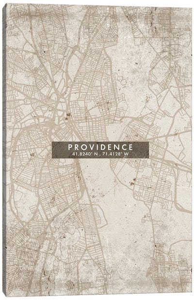 Providence City Map Abstract Style Canvas Art Print - Rhode Island Art