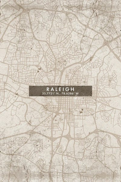 North Carolina: Raleigh City Map Abstract Style by WallDecorAddict