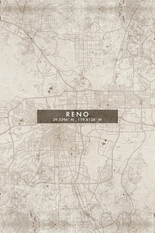 Reno, Nevada City Map Abstract Style