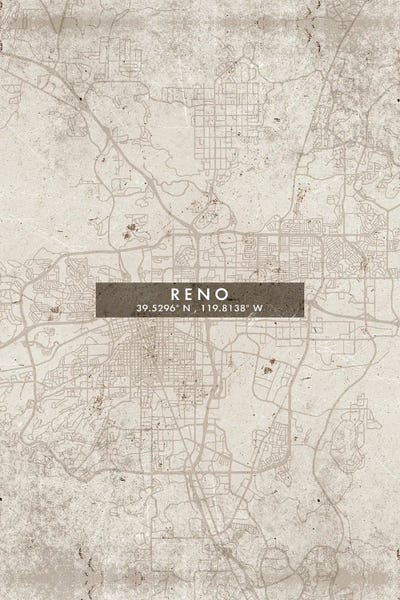 Reno, Nevada City Map Abstract Style
