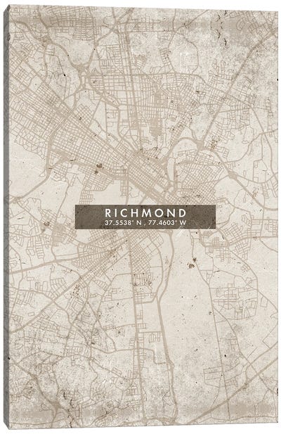 Richmond City Map Abstract Style Canvas Art Print