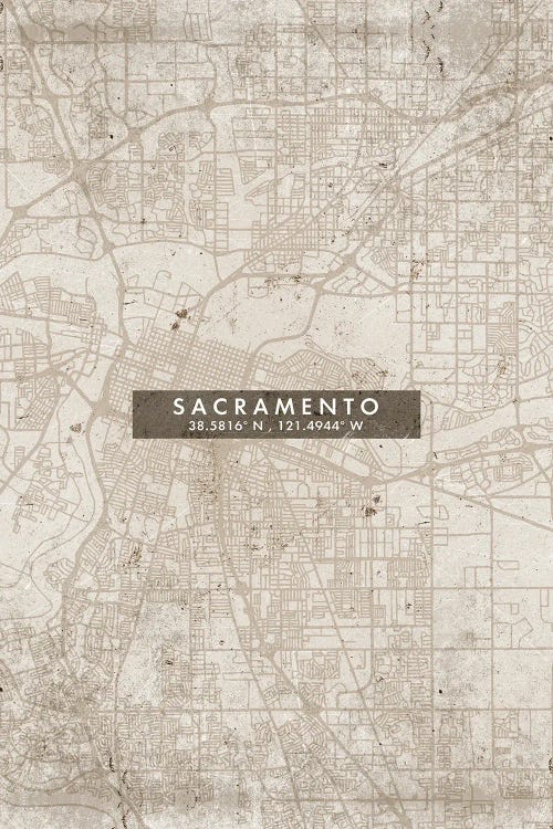 Sacramento City Map Abstract Style