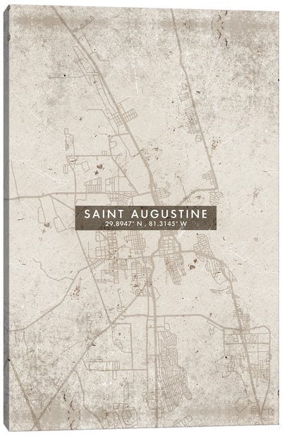 Saint Augustine City Map Abstract Style Canvas Art Print