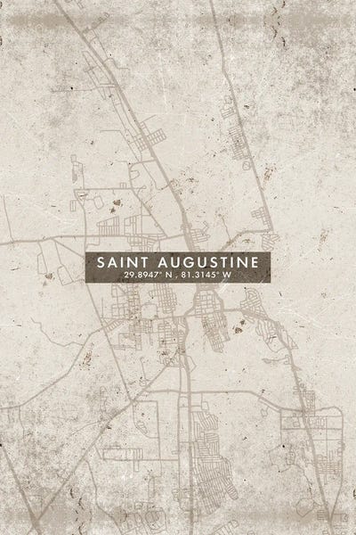 St. Augustine: Saint Augustine City Map Abstract Style by WallDecorAddict