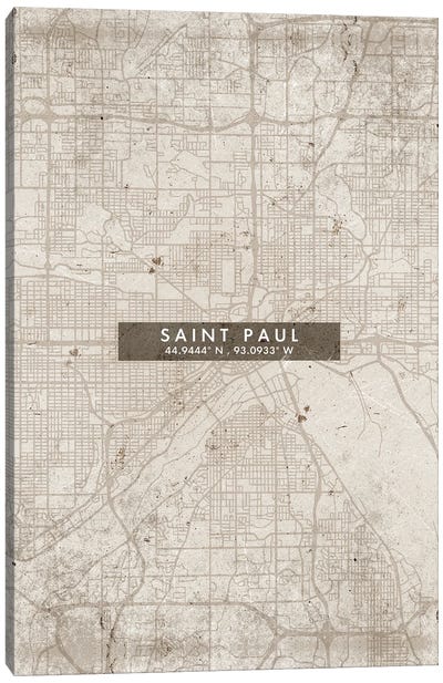 Saint Paul City Map Abstract Style Canvas Art Print - Minnesota Art
