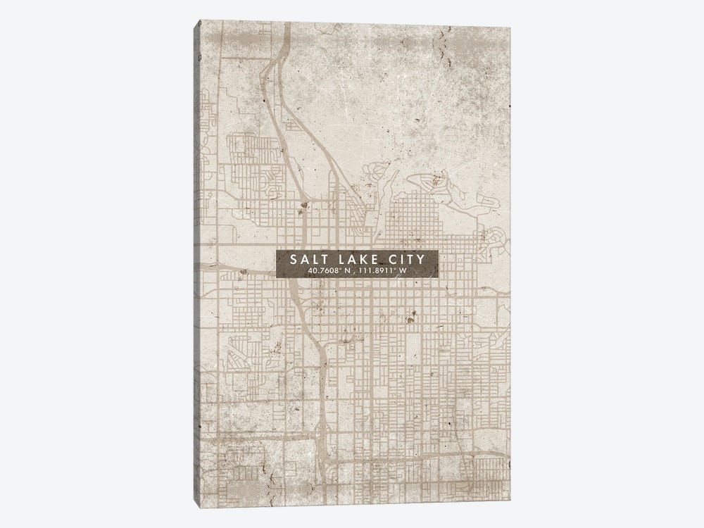 Salt Lake City Map Abstract Style by WallDecorAddict 1-piece Canvas Artwork
