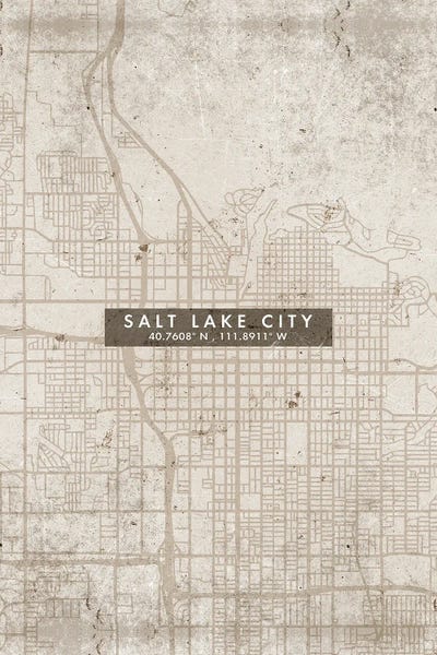 Salt Lake City: Salt Lake City Map Abstract Style by WallDecorAddict