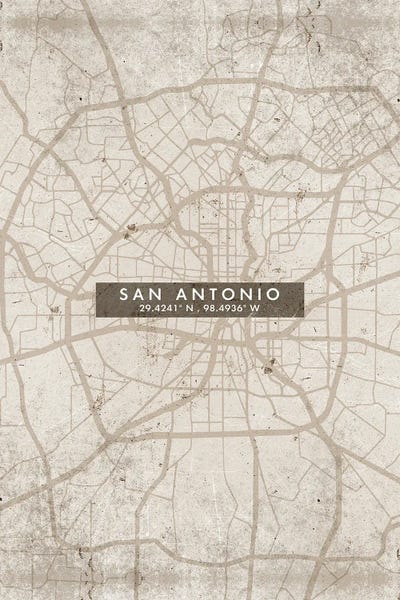 San Antonio City Map Abstract Style