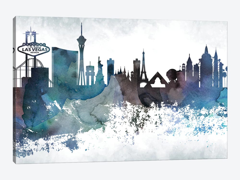 Las Vegas Bluish Skylines by WallDecorAddict 1-piece Canvas Art Print