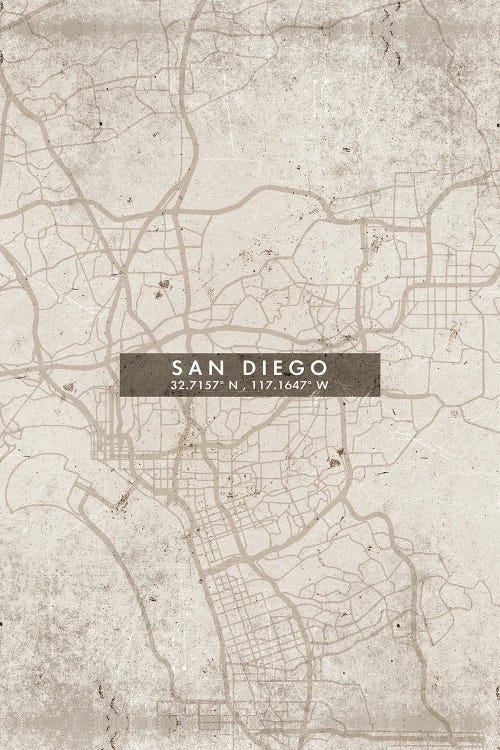 San Diego City Map Abstract Style