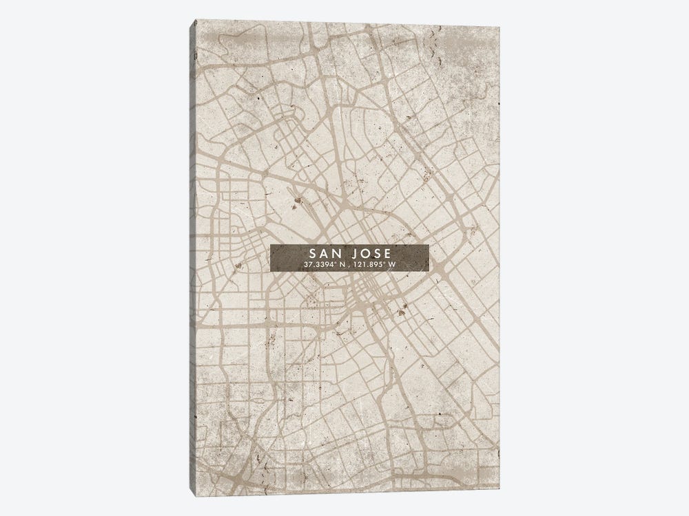 San Jose City Map Abstract Style by WallDecorAddict 1-piece Canvas Print