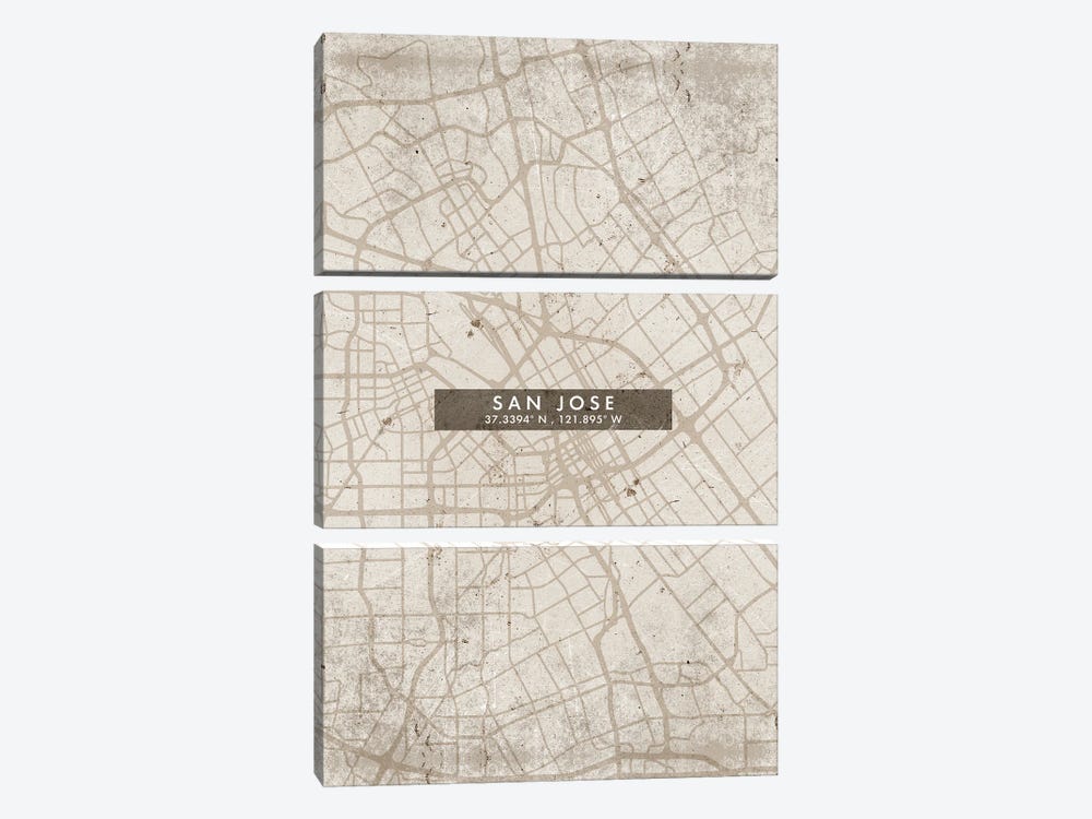 San Jose City Map Abstract Style by WallDecorAddict 3-piece Canvas Print