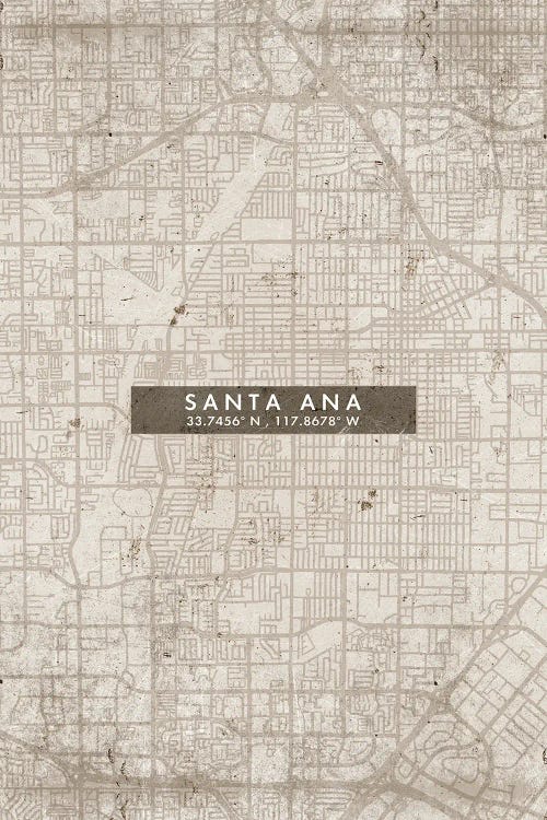 Santa Ana City Map Abstract Style