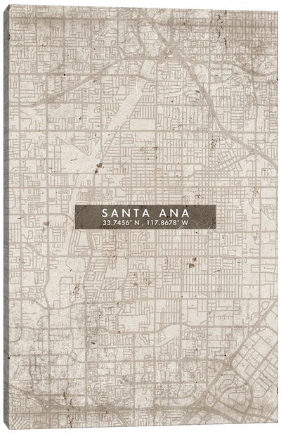 Santa Ana City Map Abstract Style Canvas Art Print