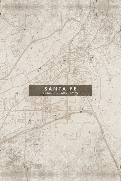 New Mexico: Santa Fe, Argentina City Map Abstract Style by WallDecorAddict
