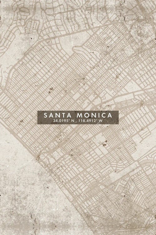Santa Monica City Map Abstract Style