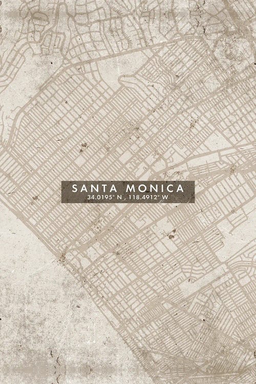 Santa Monica City Map Abstract Style