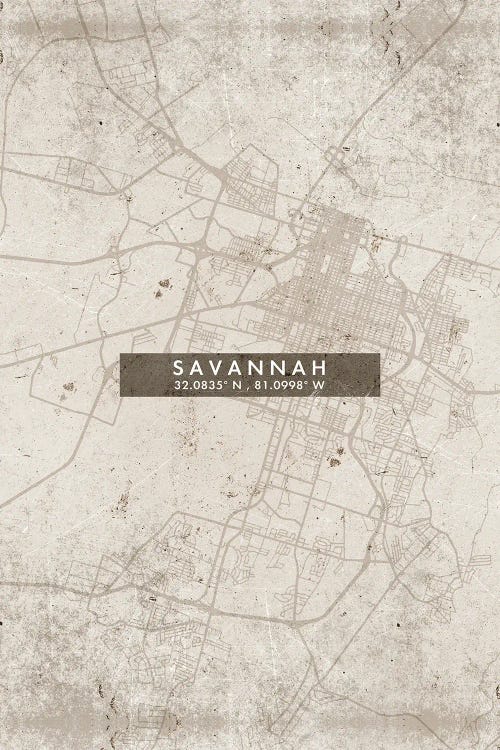 Savannah, Georgia City Map Abstract Style