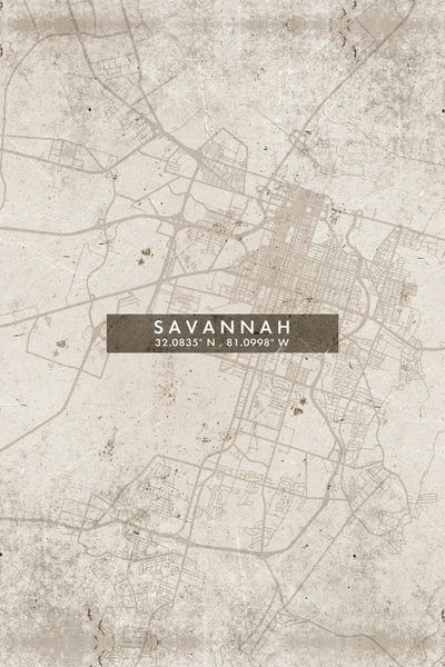 Savannah: Savannah, Georgia City Map Abstract Style by WallDecorAddict