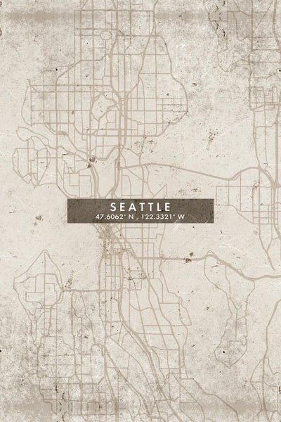 Seattle Maps: Seattle City Map Abstract Style by WallDecorAddict