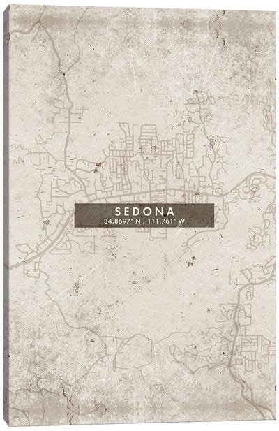 Sedona, Arizona City Map Abstract Style Canvas Art Print - Sedona