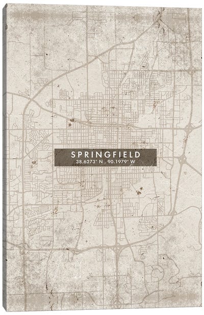 Springfield, Illinois City Map Abstract Style Canvas Art Print