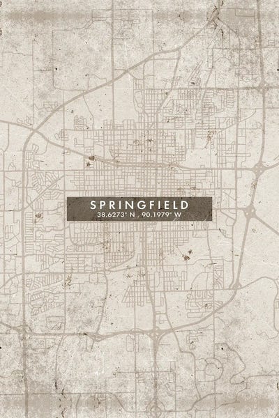 Springfield: Springfield, Illinois City Map Abstract Style by WallDecorAddict