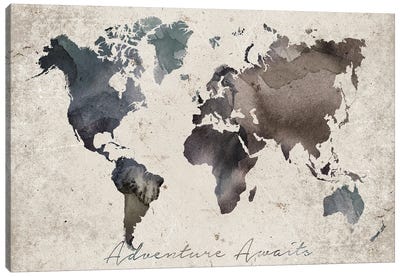 Adventure Awaits Map Canvas Art Print - World Map Art