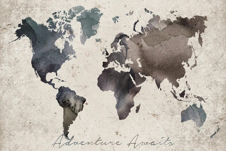 Adventure Awaits Map by WallDecorAddict canvas print